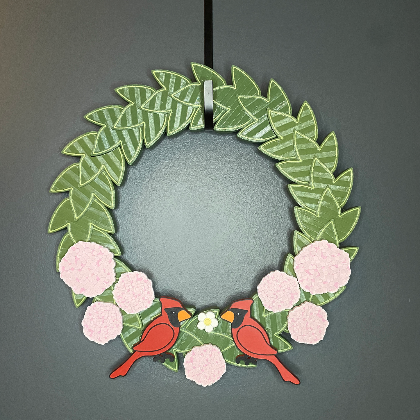 Hydrangeas and Cardinals Medium Wreath Bundles