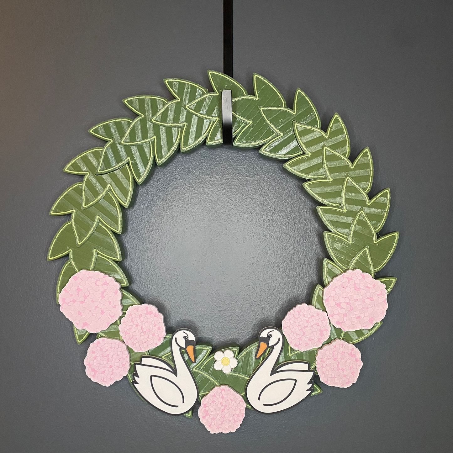 Hydrangeas and Swans Medium Wreath Bundles