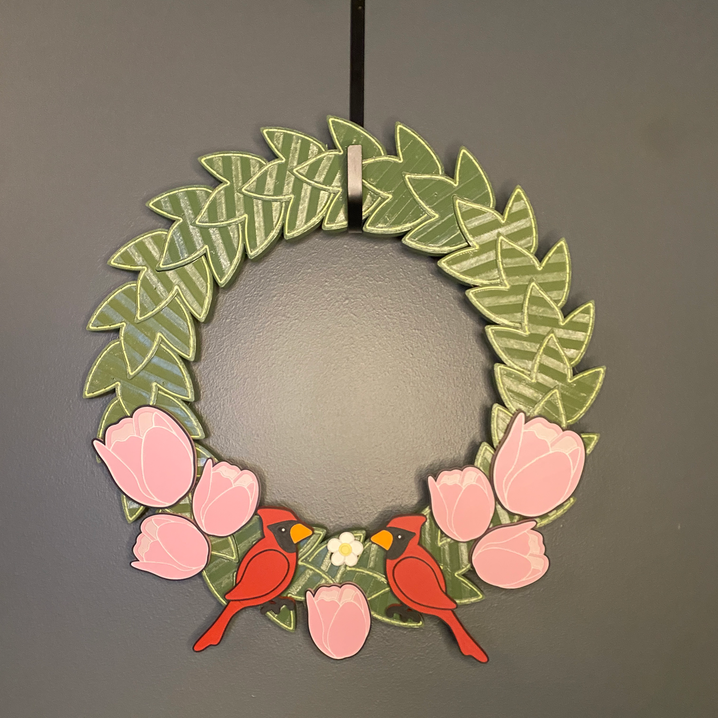 Tulips and Cardinals Medium Wreath Bundles