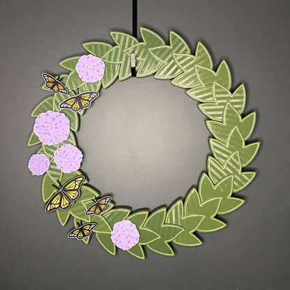 Hydrangeas and Monarch Butterflies Large Wreath Bundles