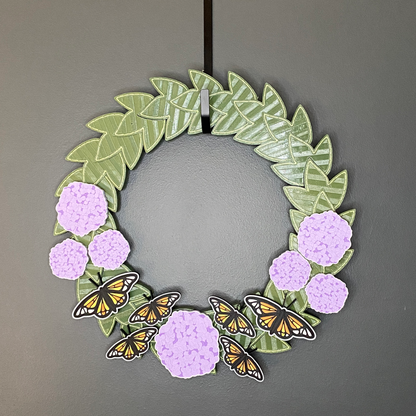 Hydrangeas and Monarchs Medium Wreath Bundles
