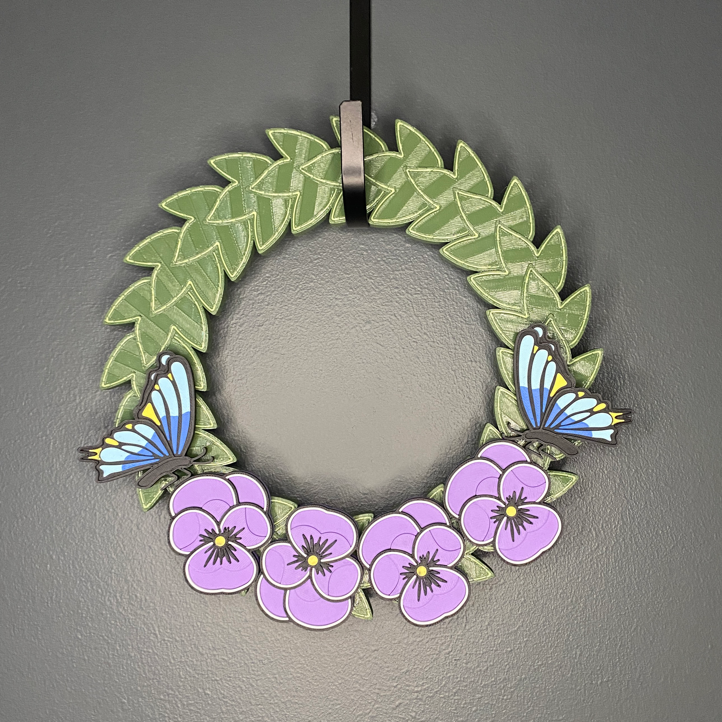 Purple Pansy Flowers and Butterflies Small Wreath Bundles