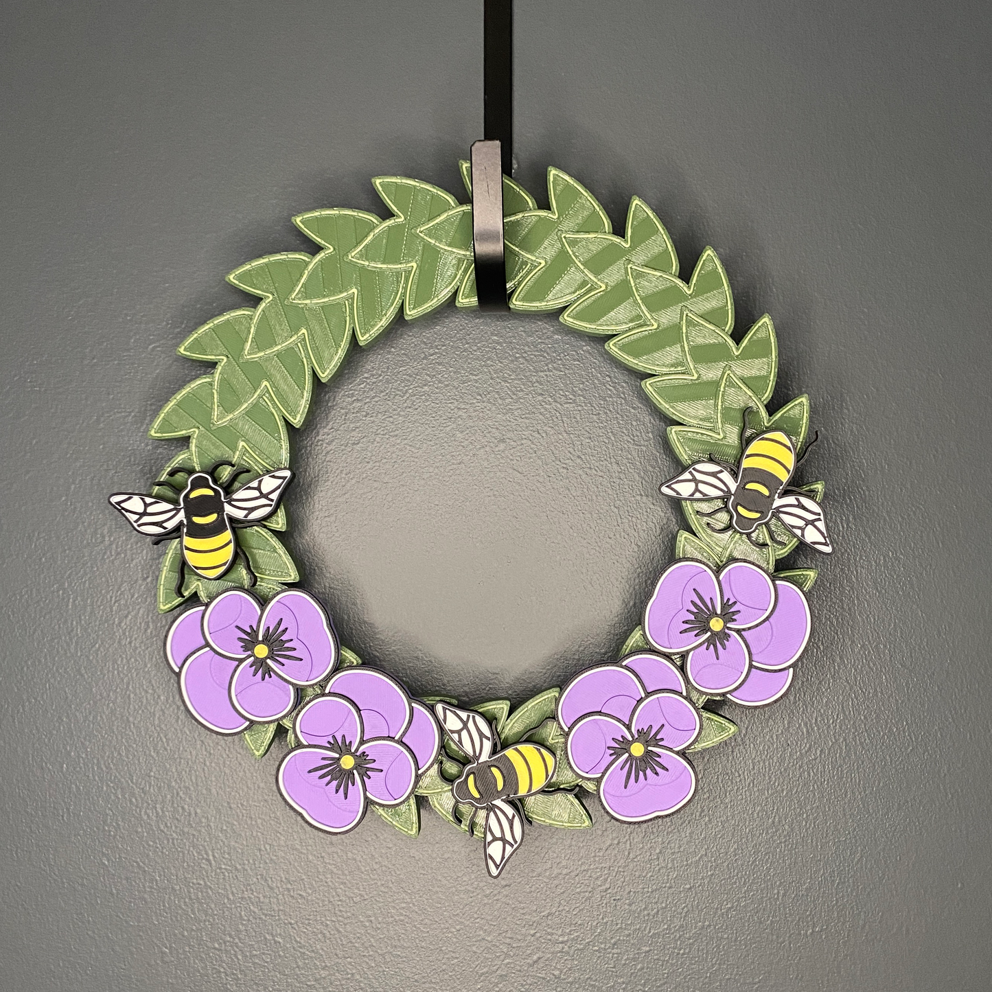 Purple Pansy Flowers and Honey Bees Small Wreath Bundle