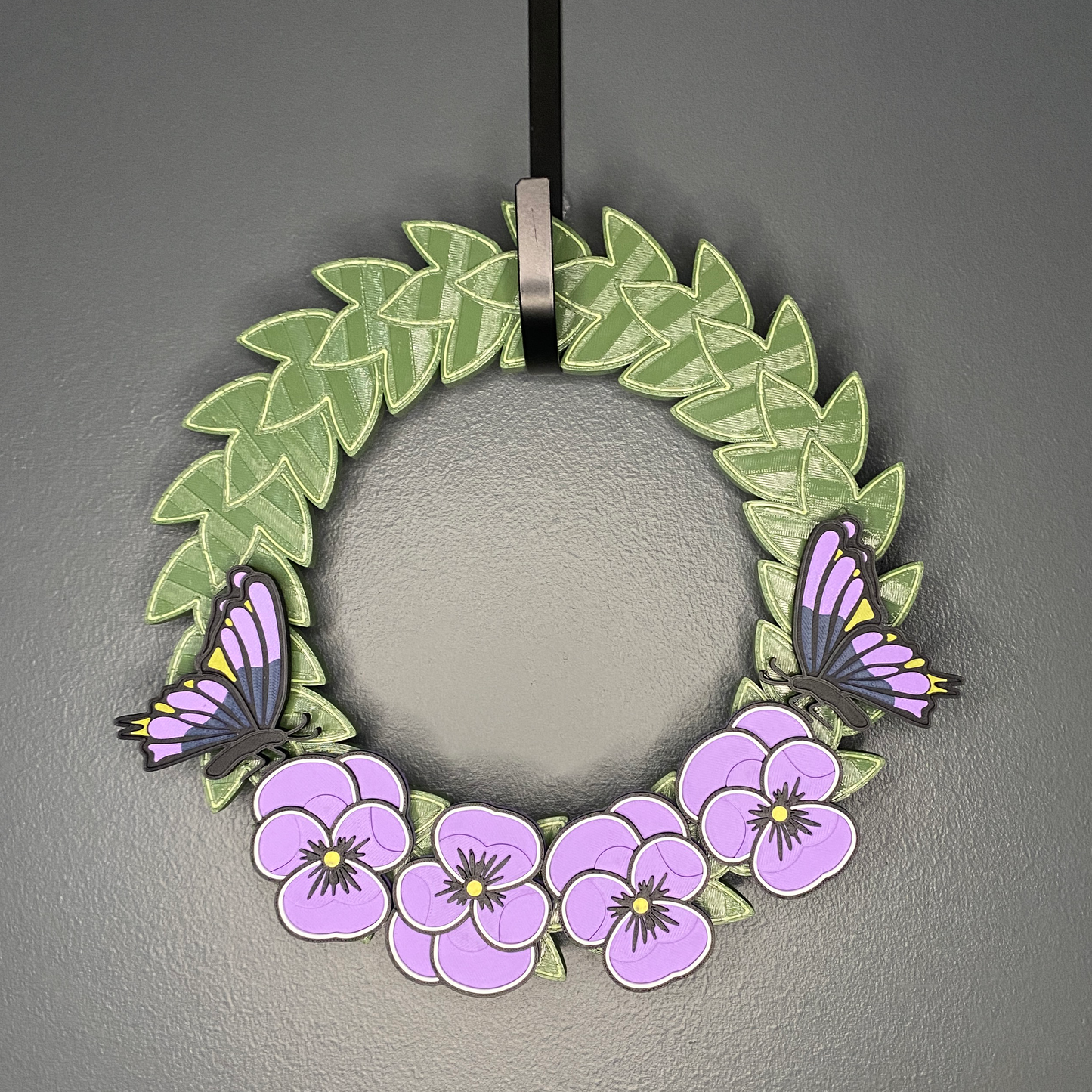 Purple Pansy Flowers and Butterflies Small Wreath Bundles