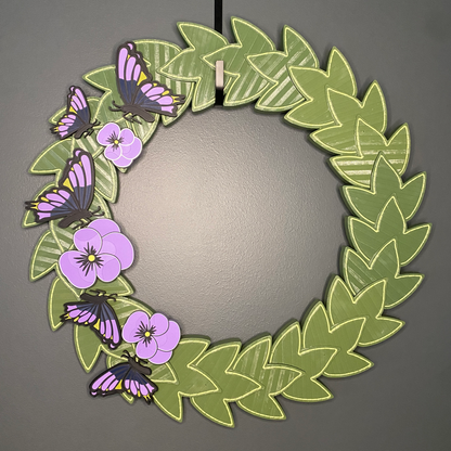 Purple Pansy and Butterflies Large Wreath Bundles