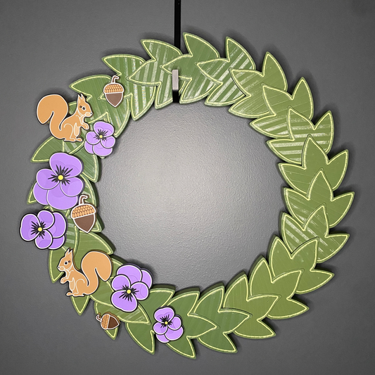 Purple Pansy Flowers and Squirrels Large Wreath Bundle