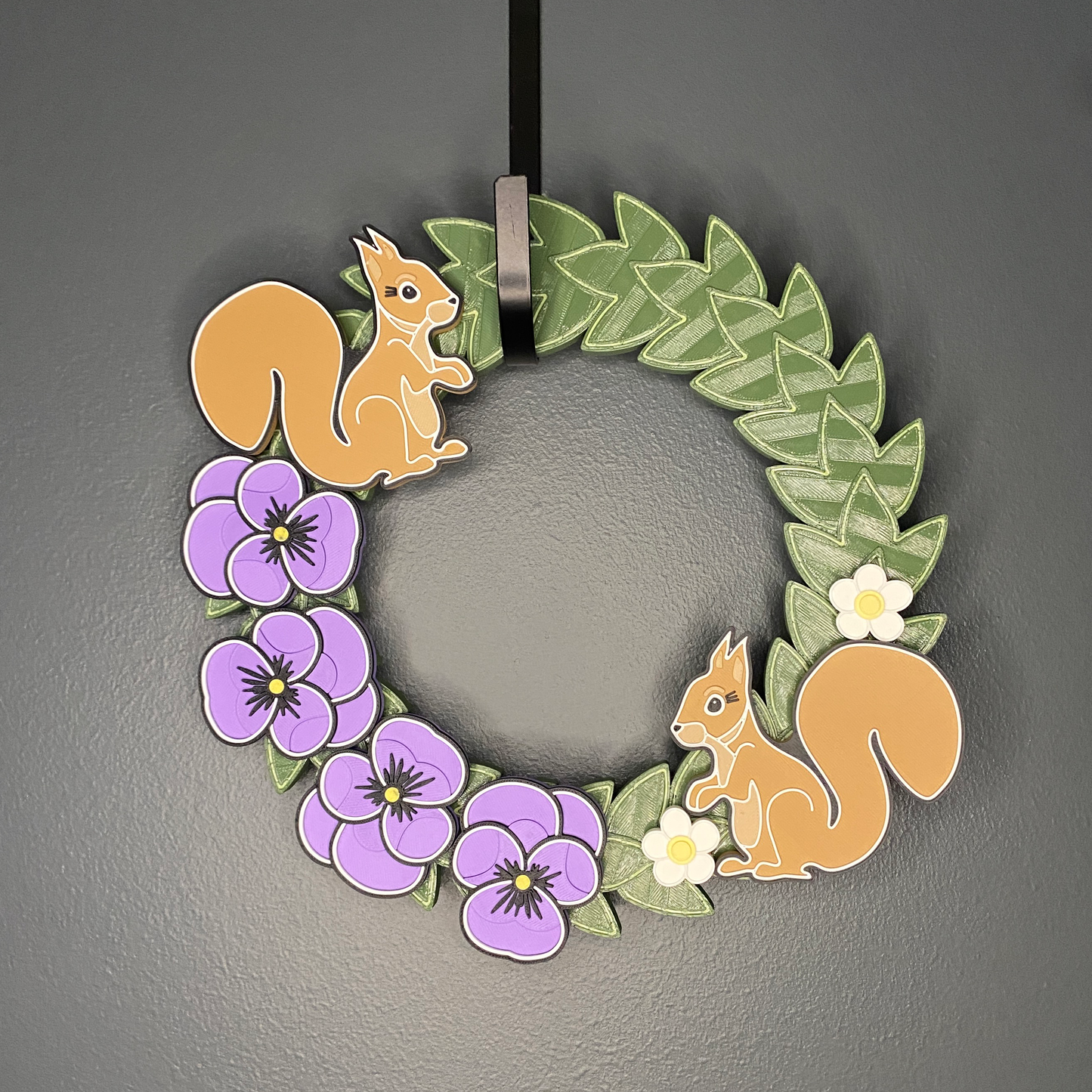 Purple Pansy Flowers and Squirrels Small Wreath Bundles