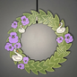 Purple Pansy Flowers and Swans Large Wreath Bundle