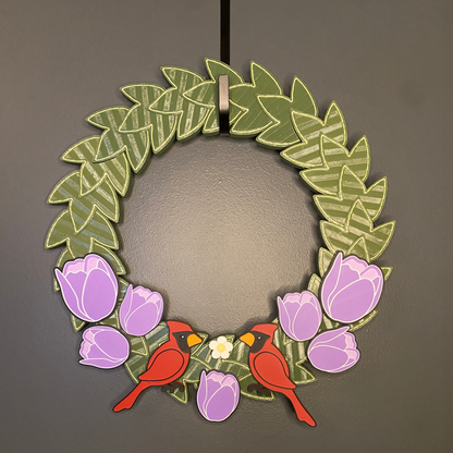 Tulips and Cardinals Medium Wreath Bundles