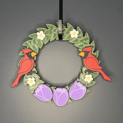 Tulips and Cardinals Small Wreath Bundles