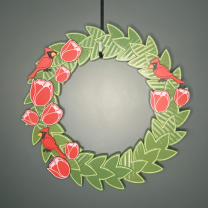 Tulips and Cardinals Large Wreath Bundles