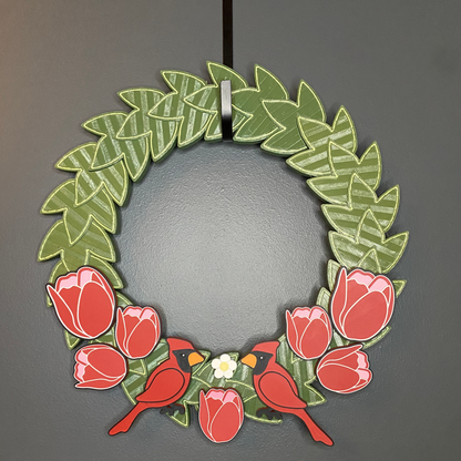 Tulips and Cardinals Medium Wreath Bundles
