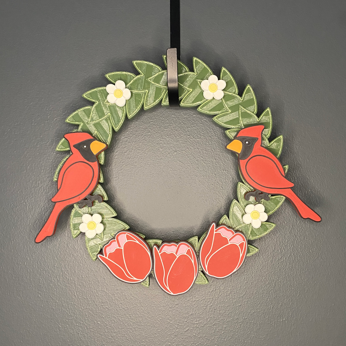 Tulips and Cardinals Small Wreath Bundles