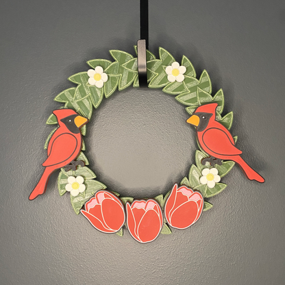 Tulips and Cardinals Small Wreath Bundles