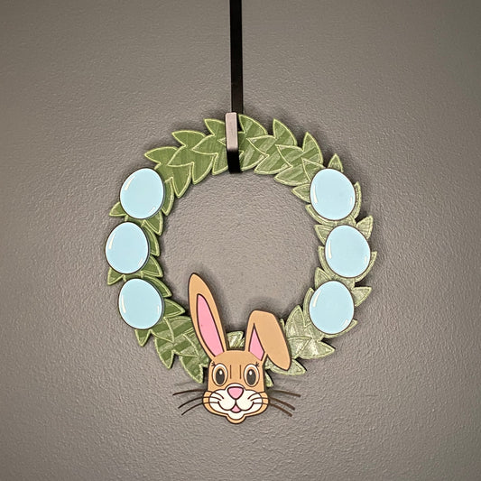 Small Wreath Blue Eggs and Easter Bunny Bundle