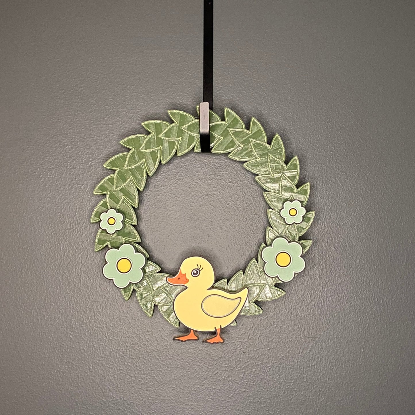 Small Wreath Green Flowers and Yellow Duck Bundle