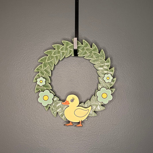 Small Wreath Green Flowers and Yellow Duck Bundle