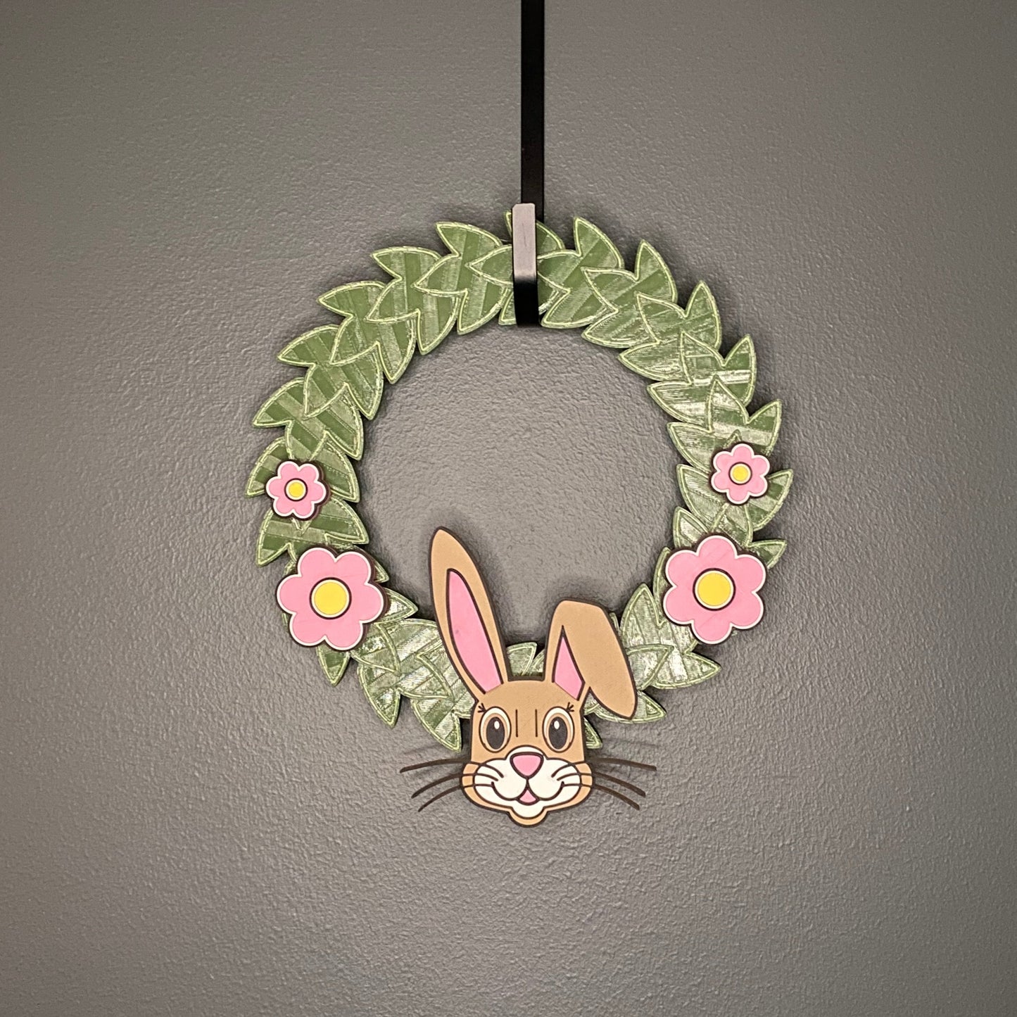 Small Wreath Pink Flowers and Easter Bunny Bundle