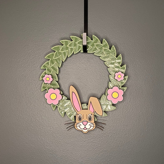 Small Wreath Pink Flowers and Easter Bunny Bundle