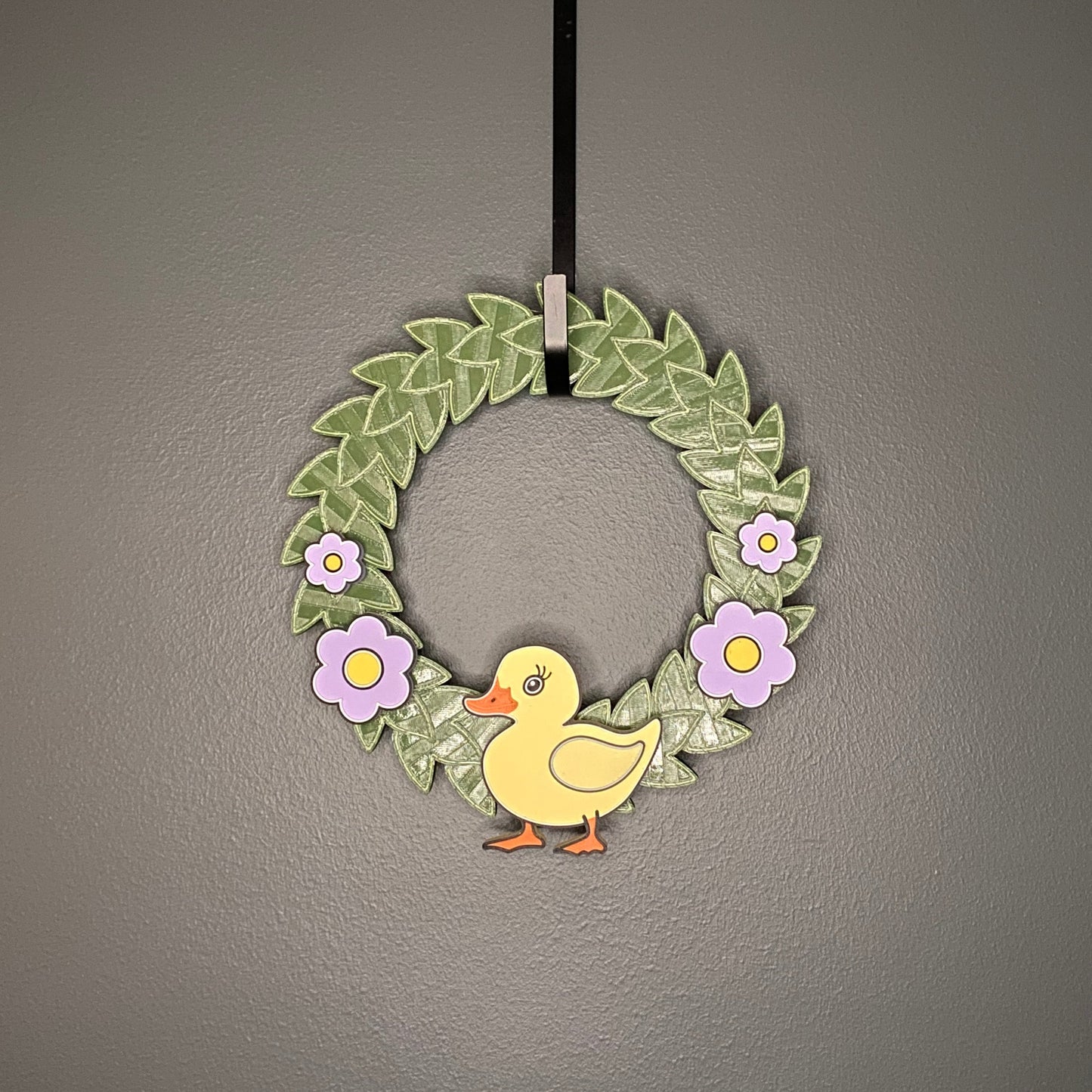 Small Wreath Purple Flowers and Yellow Duck Bundle