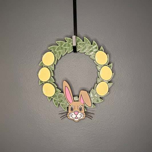 Small Wreath Yellow Eggs and Easter Bunny Bundle