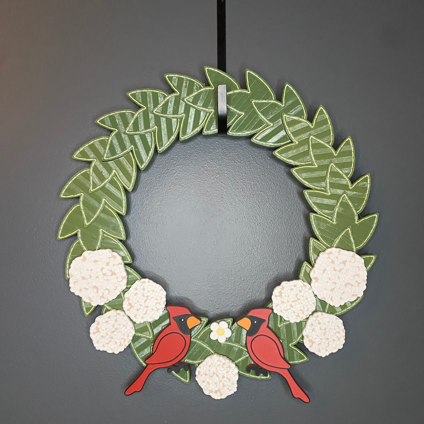 Hydrangeas and Cardinals Medium Wreath Bundles