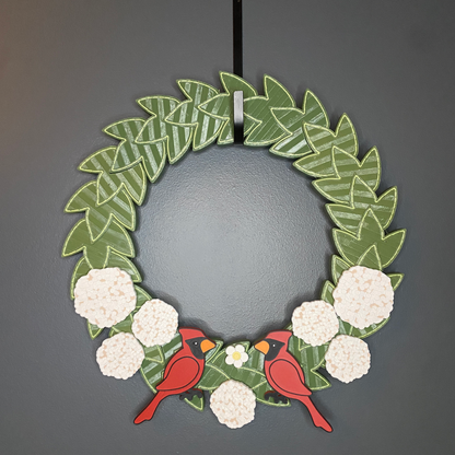 Hydrangeas and Cardinals Medium Wreath Bundles