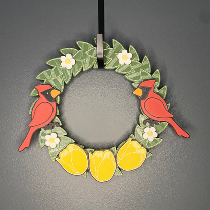 Tulips and Cardinals Small Wreath Bundles
