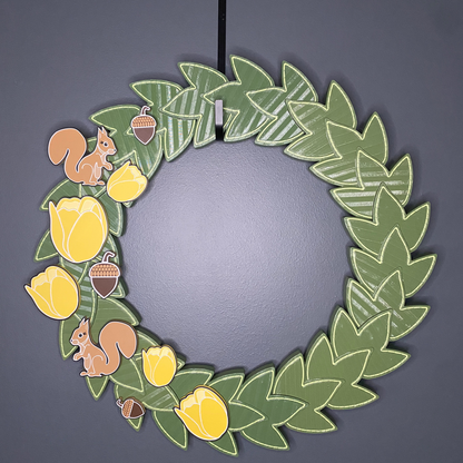 Tulips and Squirrels Large Wreath Bundle